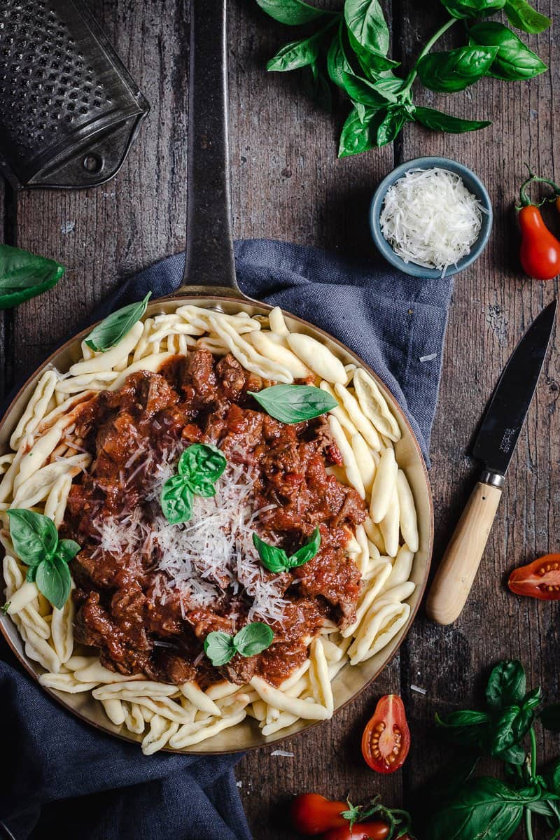 Slow-Cooked Beef and Red Wine Ragu with Capunti Pasta