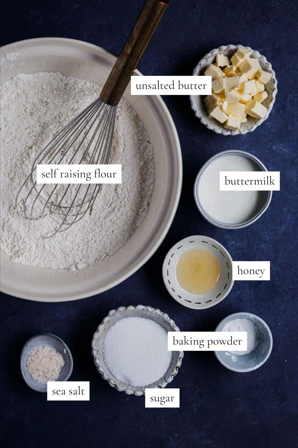 All the ingredients you need to make this Irish buttermilk scones recipe.