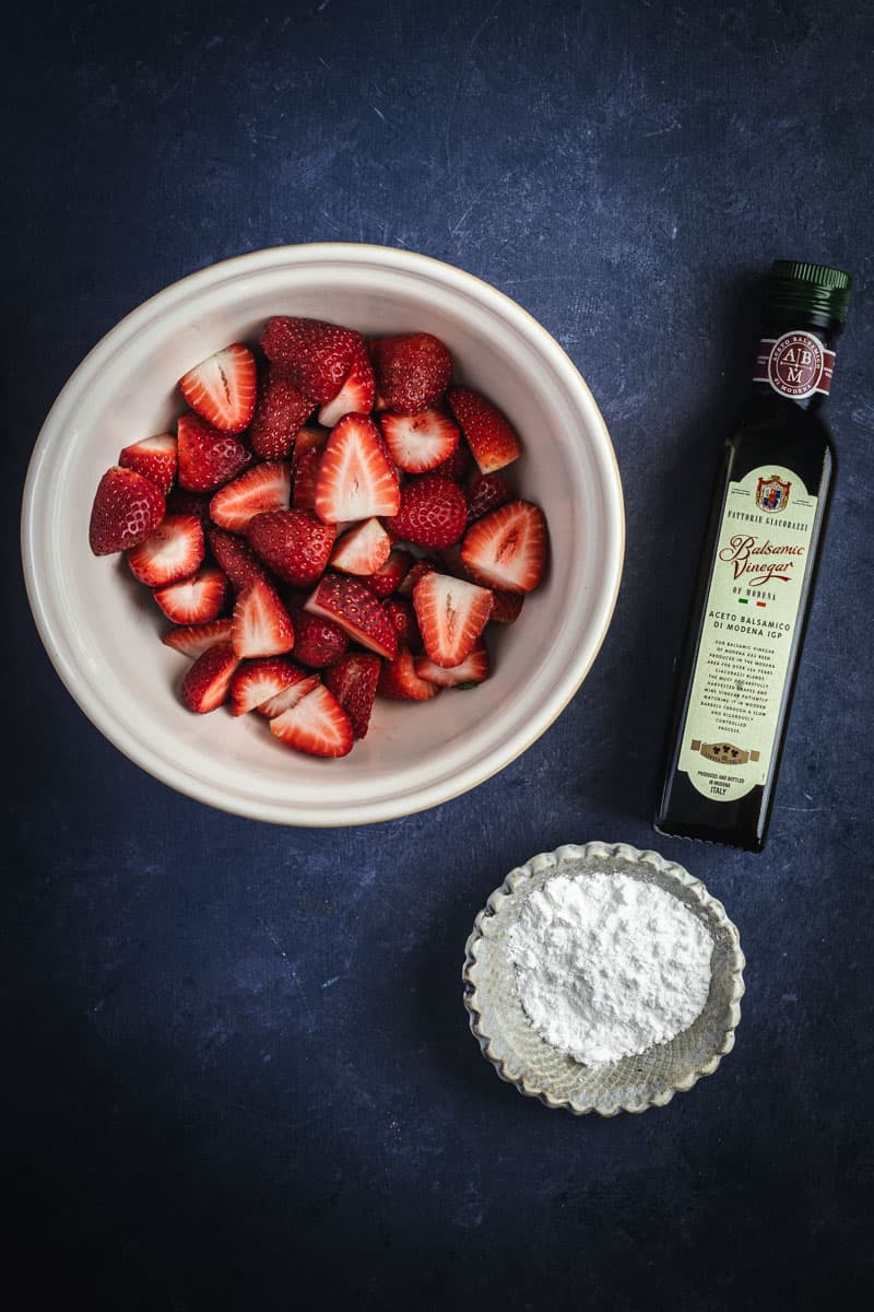 All the ingredients you need to make Balsamic Roasted Strawberries.